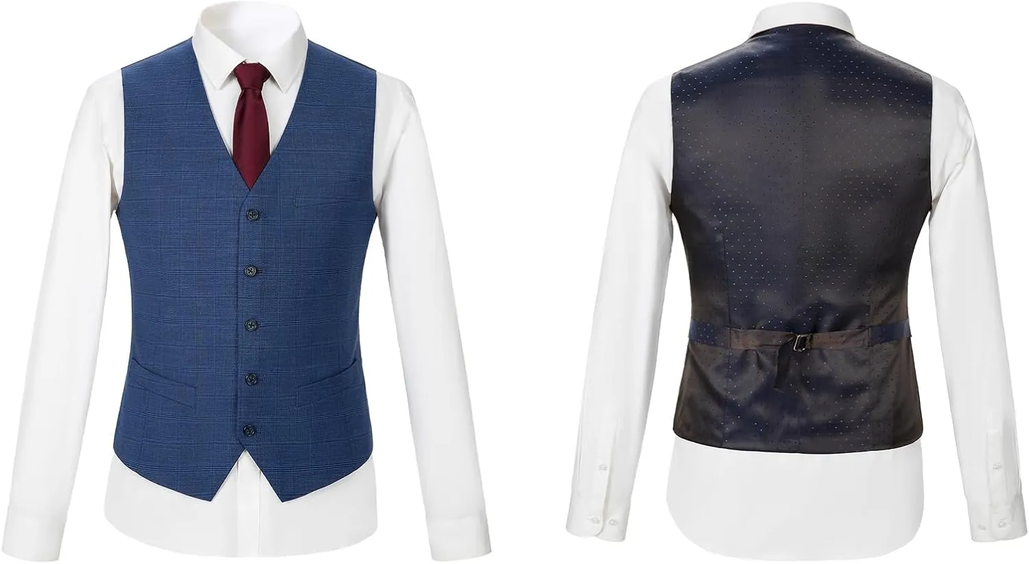 Men's 3 Pieces Slim Fit Plaid Suits Wedding Party Checked Tuxedo Blazer Jacket Vest Pants Suit Set