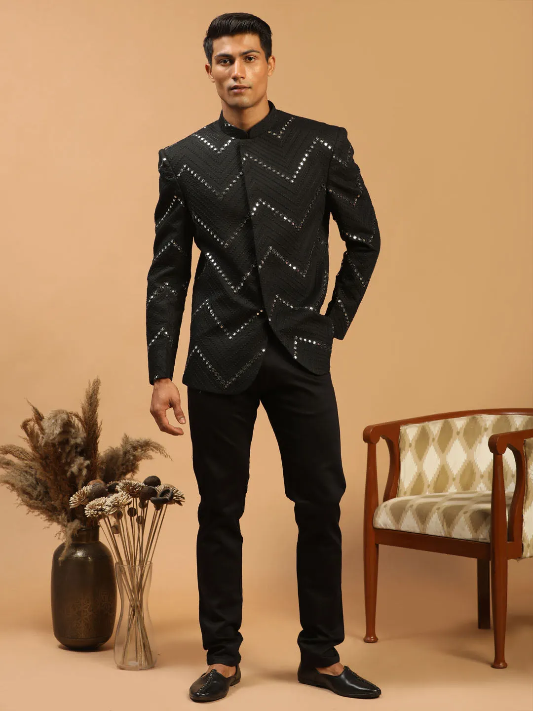 Men's Black Viscose Jodhpuri - Shrestha By Vastramay
