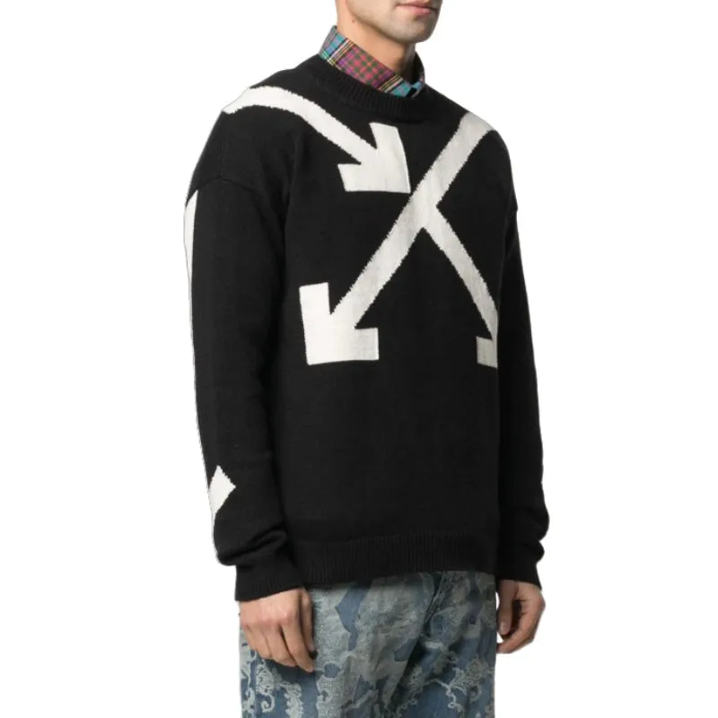 Men's Custom Jacquard Knit Sweater - Crew Neck, Long Sleeve, Cotton