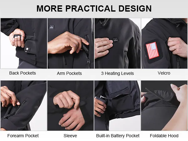 Men's Soft Shell Heated Jacket With 12V Battery Pack - Olive Green