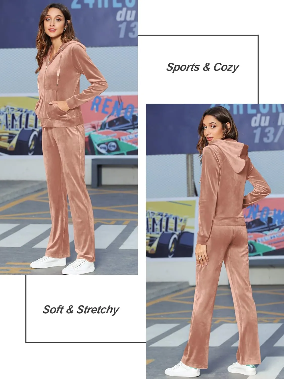 MessBebe Womens Sports Outfits Set 2 Piece Tracksuits for Women Workout Sweatsuits Long Sleeve Hoodie Sweatshirt Pants