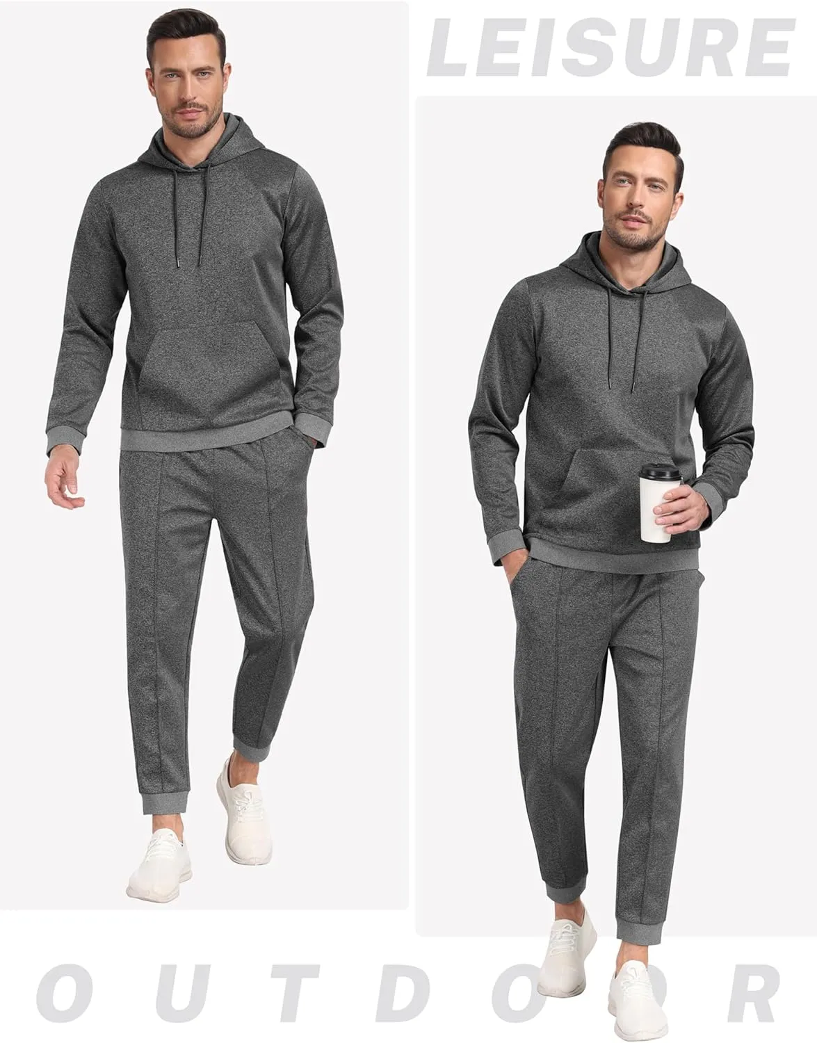 MoFiz Men's Tracksuits Set Full Zip Running Sweatsuit For Men Long Sleeve Causal 2 Piece Outfits Jogging Suits