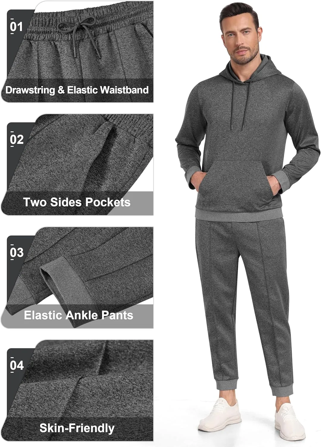 MoFiz Men's Tracksuits Set Full Zip Running Sweatsuit For Men Long Sleeve Causal 2 Piece Outfits Jogging Suits