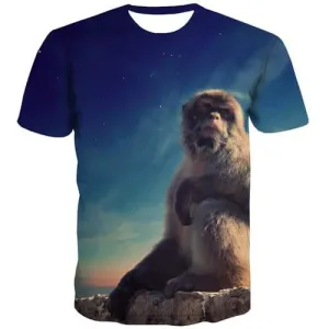 Monkey T-shirt Men Animal T shirts Funny Galaxy Tshirt Printed Hilarious T-shirts Graphic Harajuku Tshirts Cool Short Sleeve