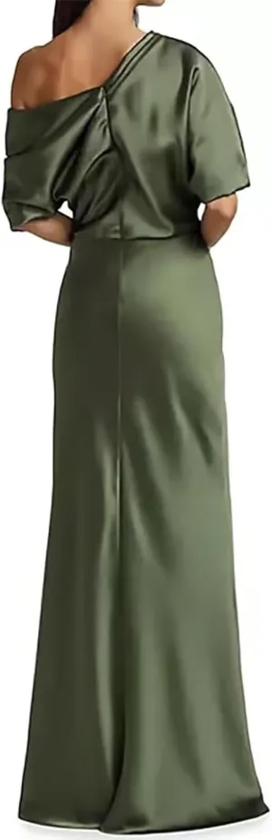 OFEYCHUN Satin Mother of The Bride Dresses for Wedding One Shoulder Mermaid Formal Dresses for Women