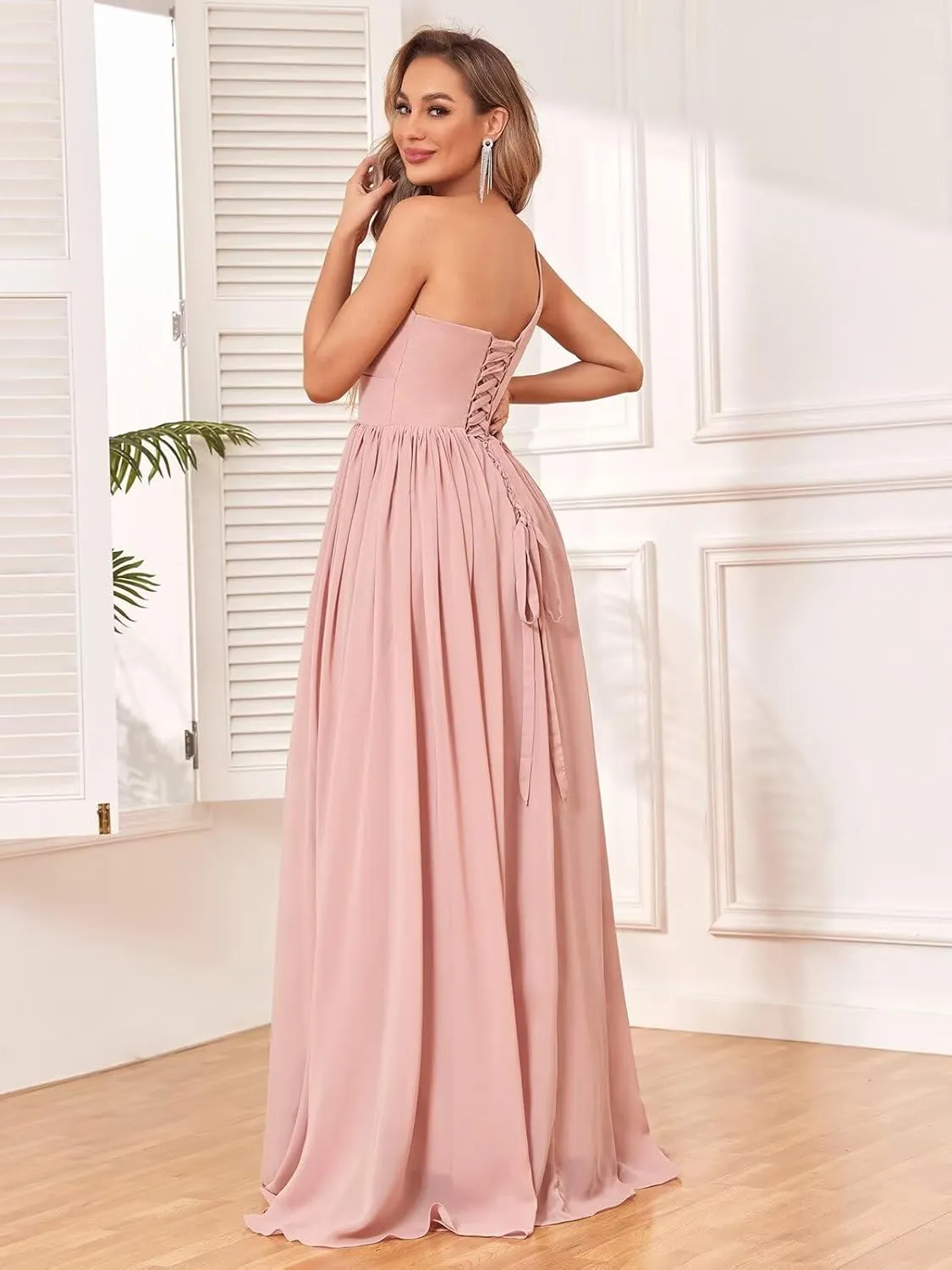 One Shoulder Bridesmaid Dresses for Wedding 2025 A Line Summer Chiffon Formal Evening Dresses Long with Slit