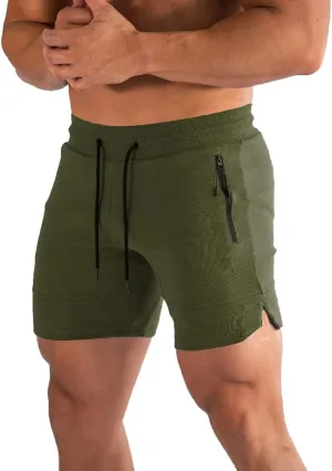 PIDOGYM Men's 5" Gym Workout Shorts,Fitted Jogging Short Pants for Bodybuilding Running Training with Zipper Pockets