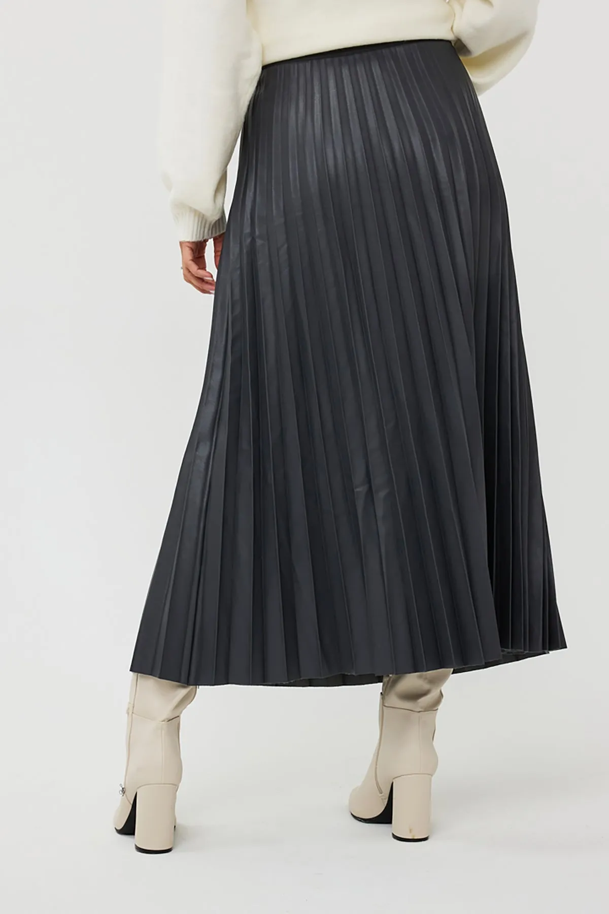 Plisse Vegan Leather Skirt