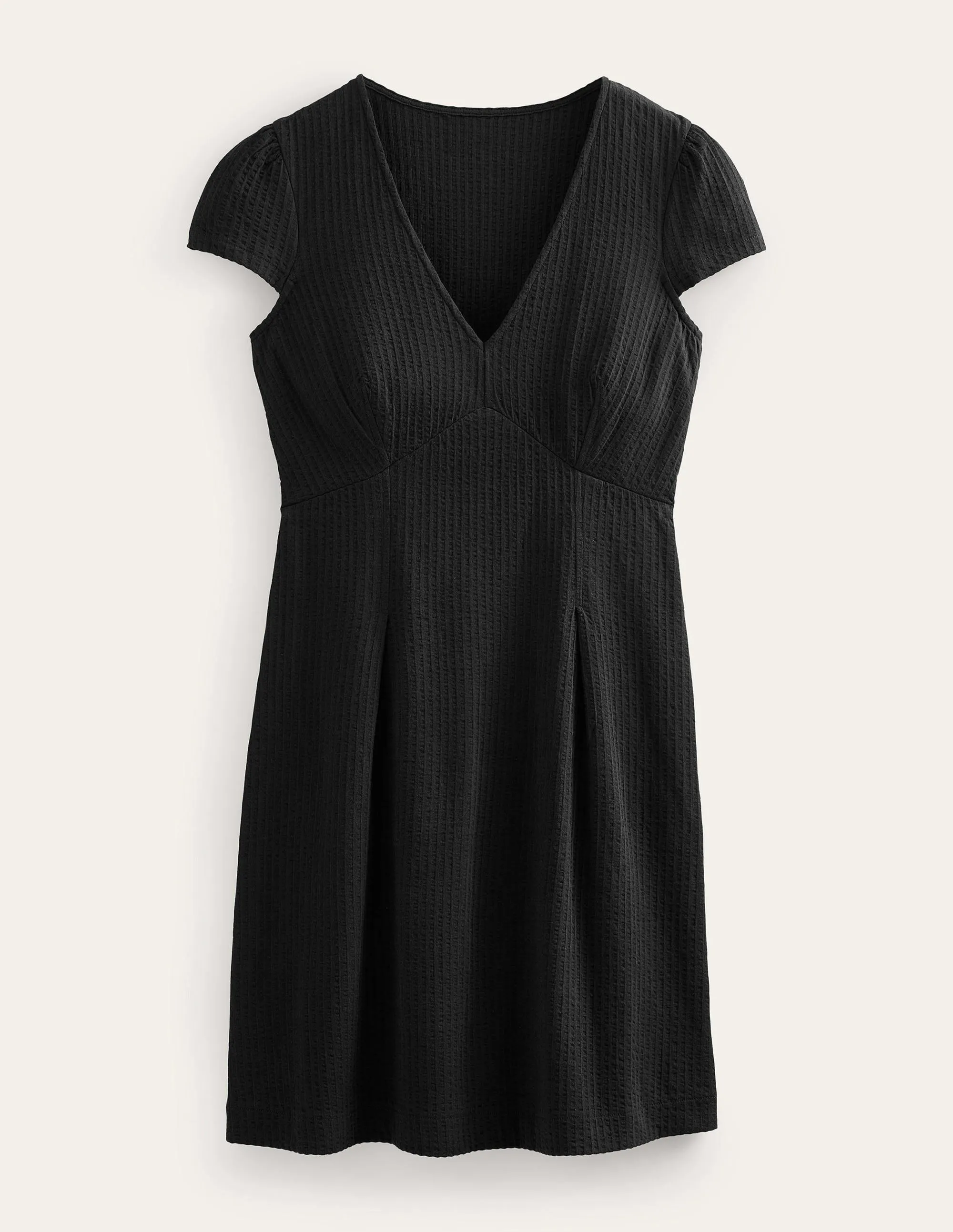 Seersucker Jersey Tea Dress-Black