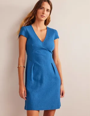 Seersucker Jersey Tea Dress-Sapphire