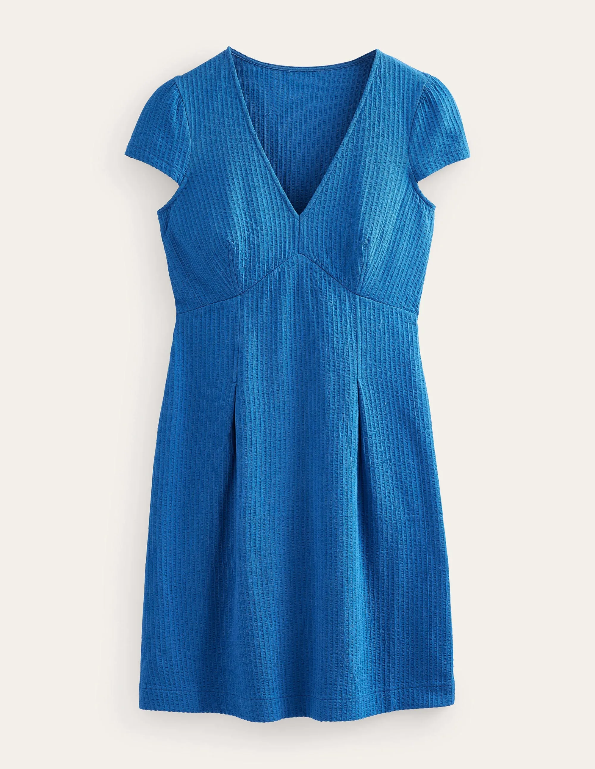 Seersucker Jersey Tea Dress-Sapphire