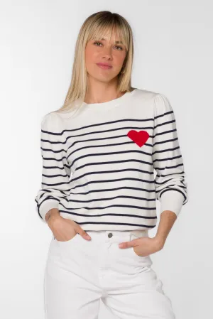Serissa Ecru Navy Stripe Sweater