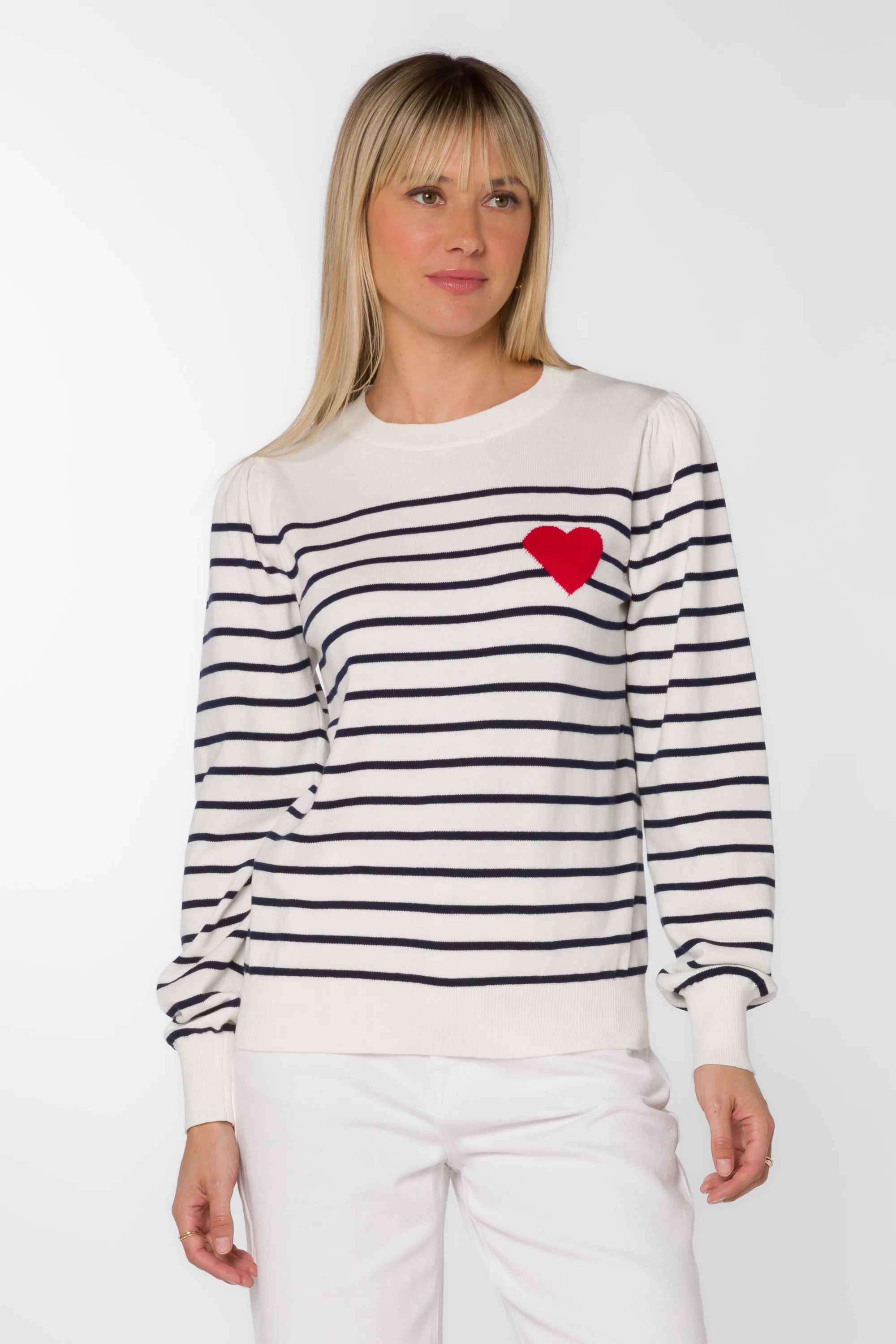 Serissa Ecru Navy Stripe Sweater