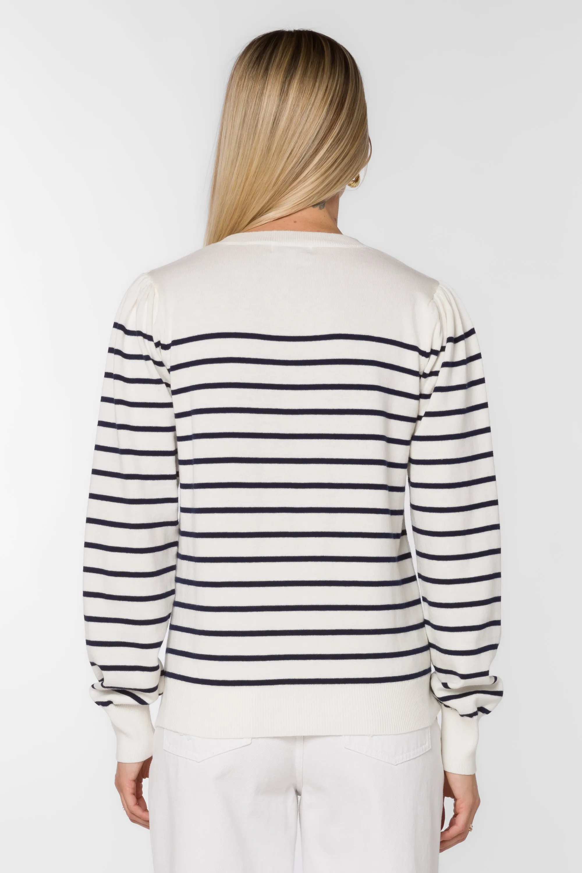 Serissa Ecru Navy Stripe Sweater