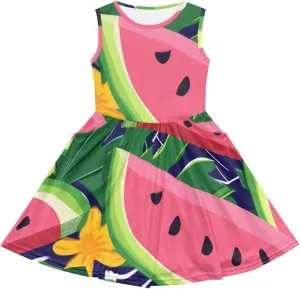 Sleeveless Loose Summer Mini Floral Dress for Girls Swing Cute Sundress with Pocket