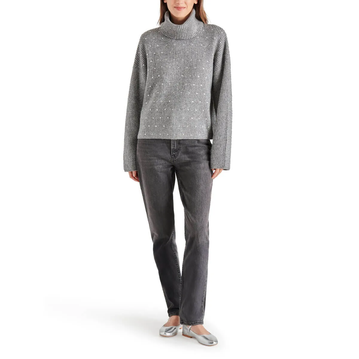 Steve Madden Astro Sequin Turtle Neck Sweater