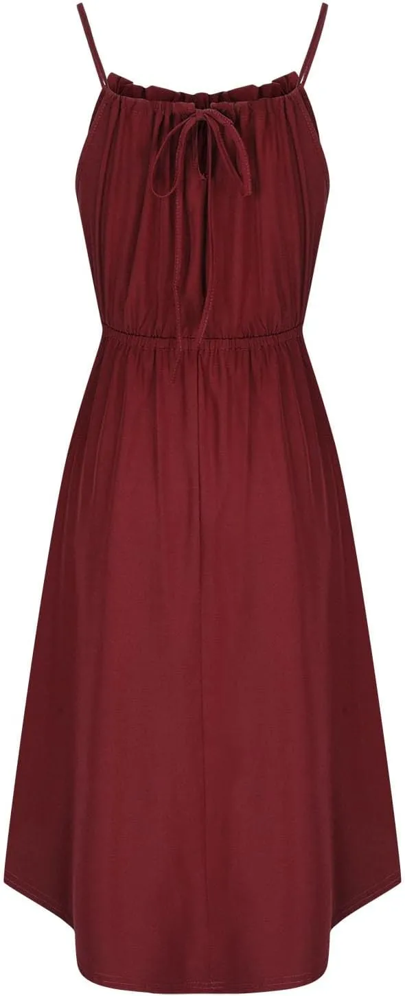 Summer Dresses for Women Solid Color Sleeveless Sexy Strap Dress Pleated Front Ruffle Irregular Hem Beach Dresses