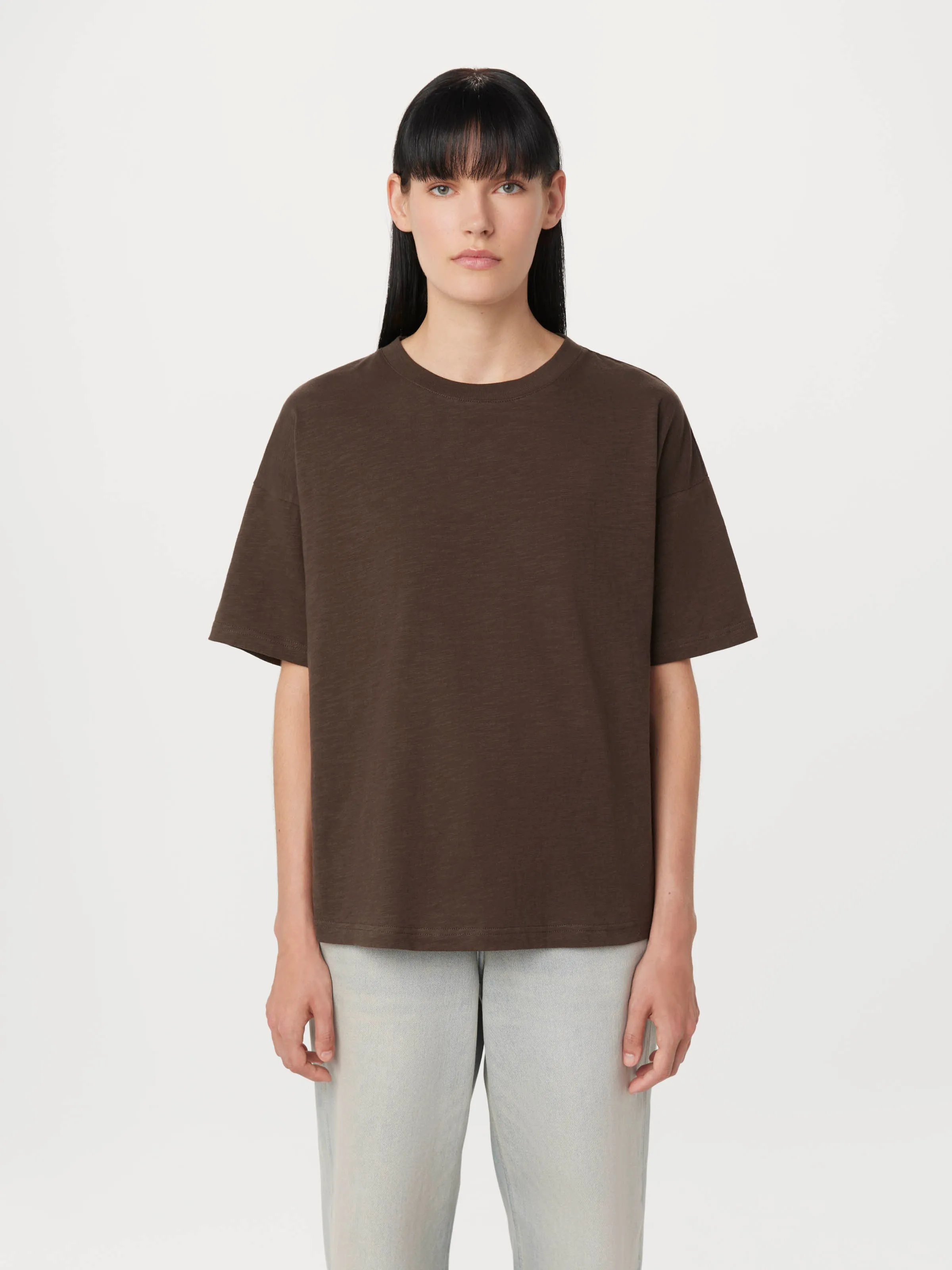 The Drop Shoulder Loose T-Shirt in Brown Black
