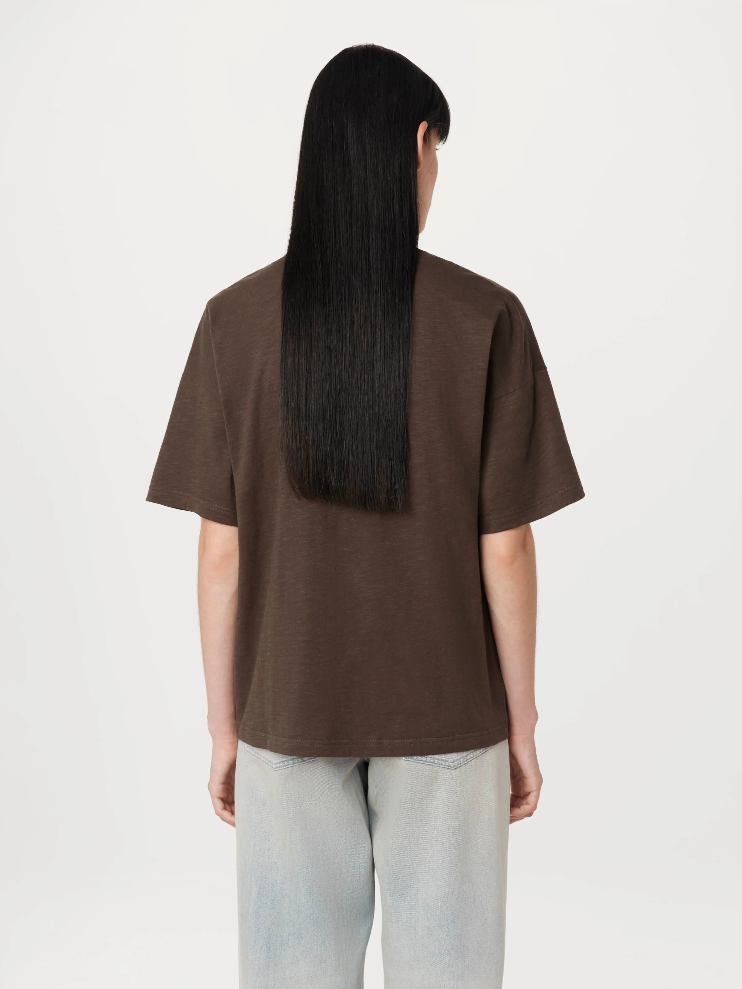 The Drop Shoulder Loose T-Shirt in Brown Black
