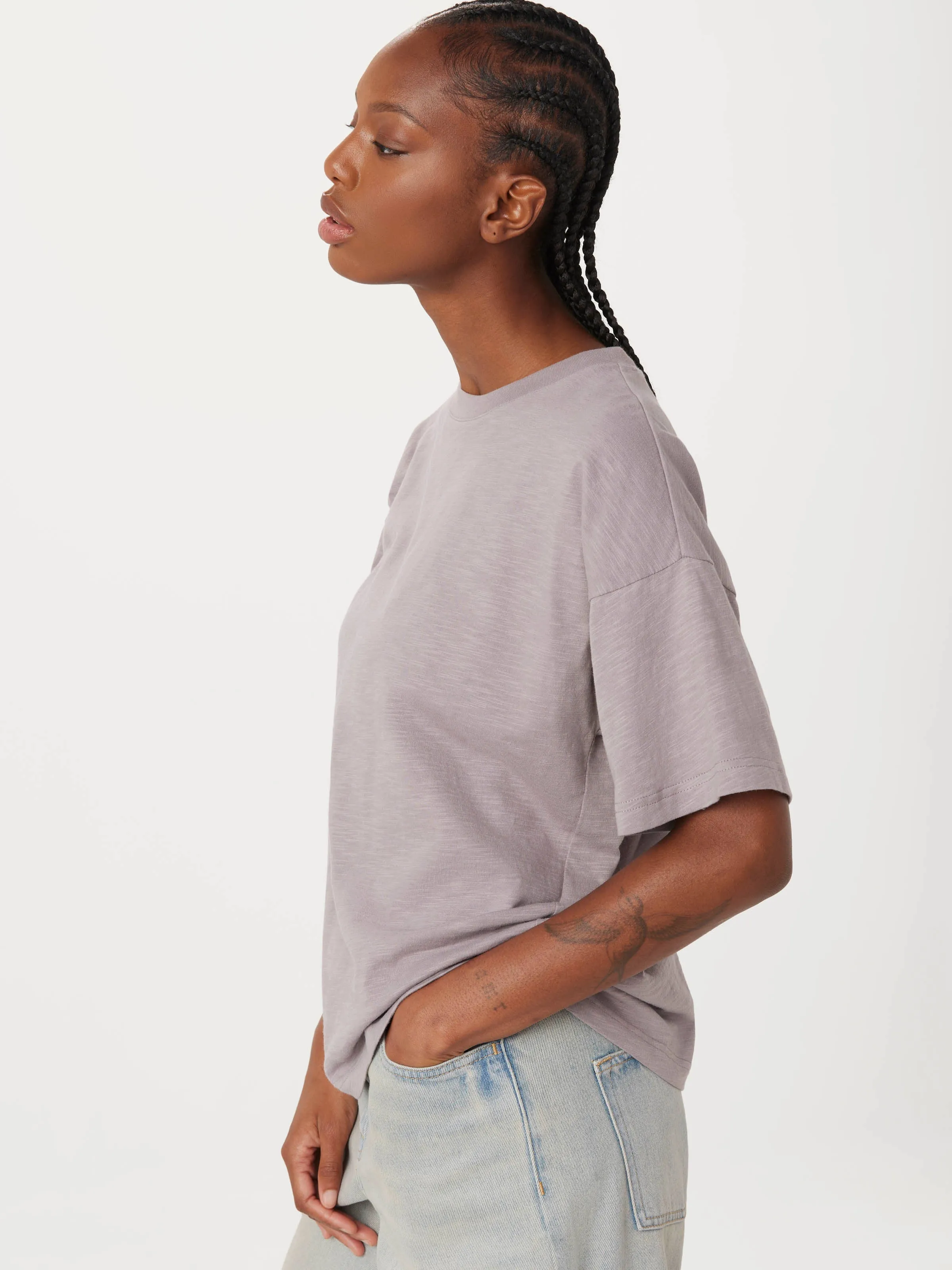 The Drop Shoulder Loose T-Shirt in Earl Grey