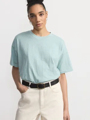 The Drop Shoulder Loose T-Shirt in Muted Teal