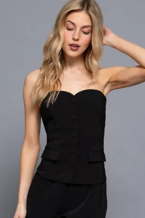 Try This Black Tailored Strapless Top