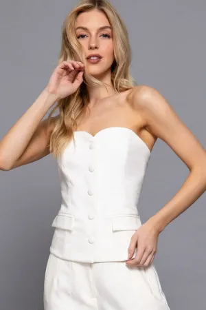 Try This White Tailored Strapless Top