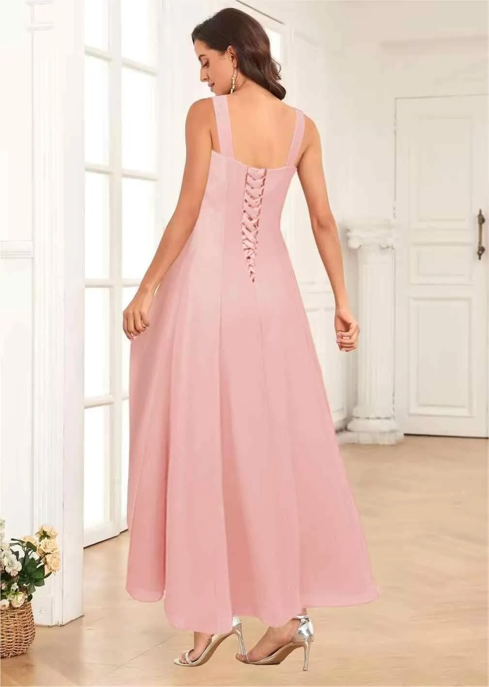 Two Piece Mother of The Bride Dresses with Jacket Lace Chiffon A Line Long Formal Wedding Guest Dress