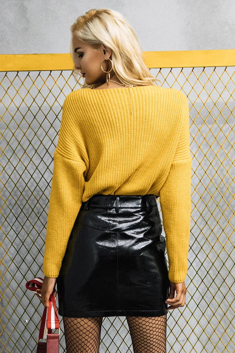 V Neck Cross Knitting Sweater