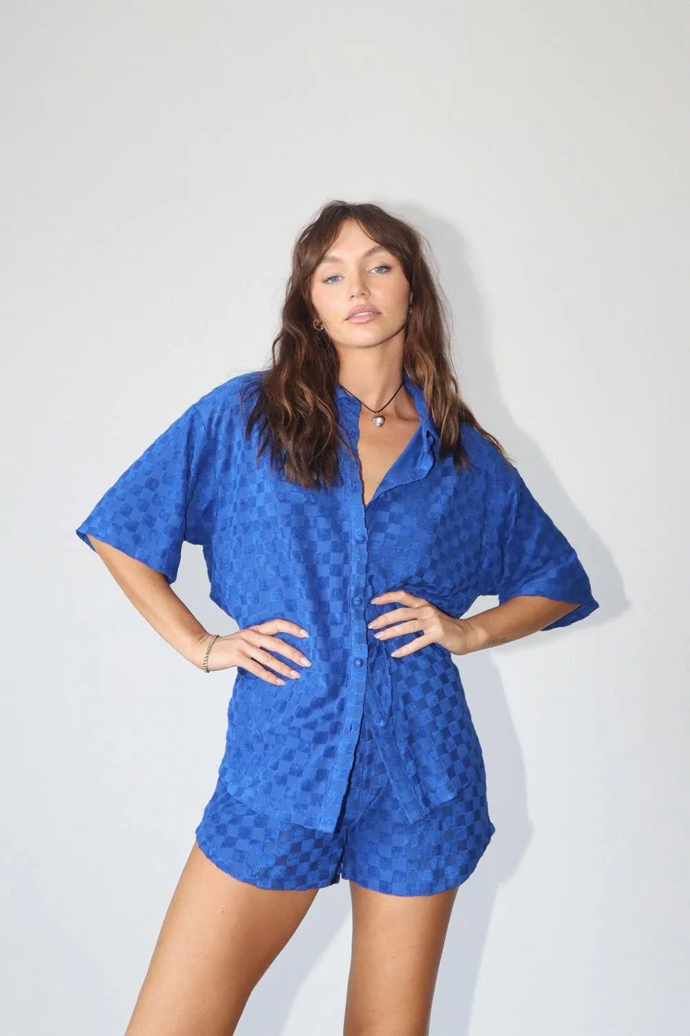 Verified Blue Check Terrycloth Checkered Shorts