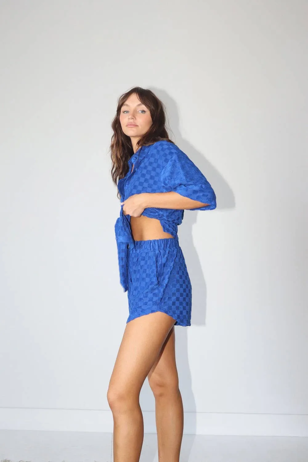Verified Blue Check Terrycloth Checkered Shorts