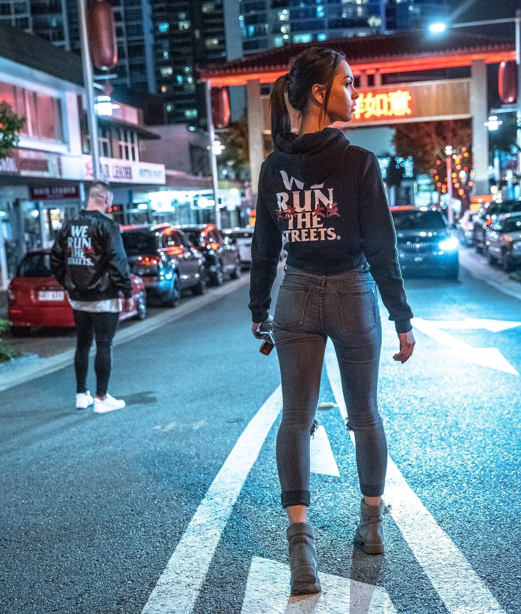 We Run The Streets Womens Cropped Hoodie