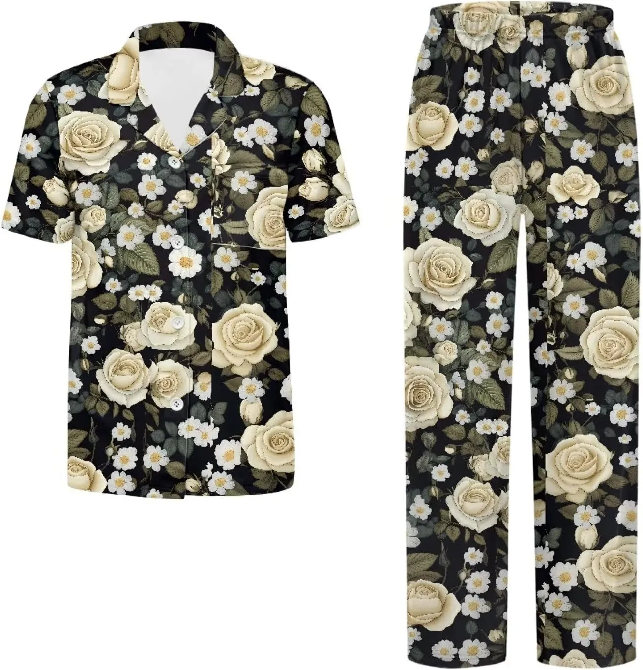 Women 2 Piece Pajamas Sets, Soft Button Down Pjs Sets with Pockets for Home S-2XL Size