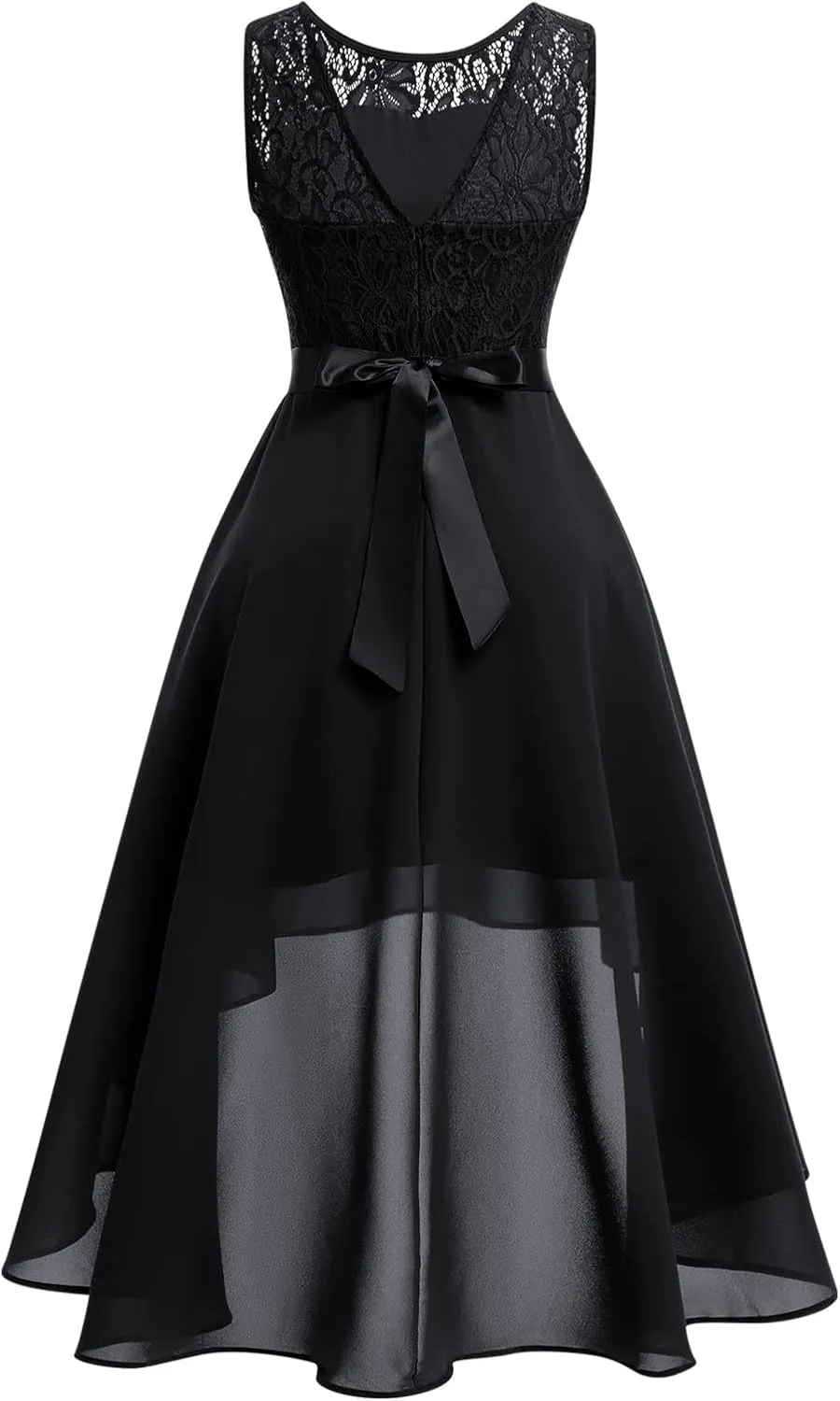Women Halter Neck High Low Cocktail Skater Dress Vintage Floral Lace Chiffon Bridesmaid Dress Hi Lo Wedding Swing Party Dress
