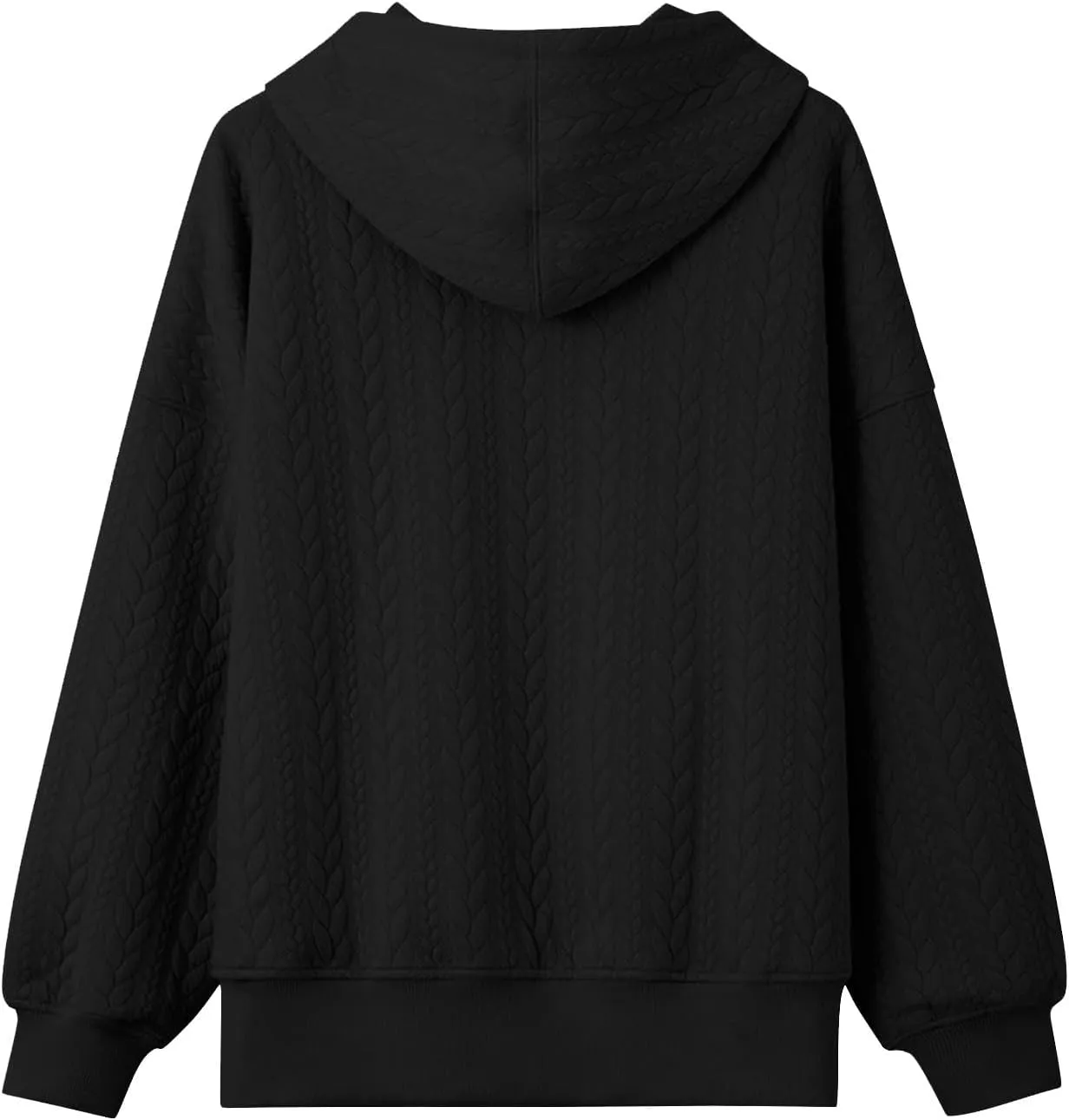 Women's Oversized Hoodies Fall Trendy Textured Long Sleeve Sweatshirt Y2k Casual Comfy Pullover Tops with Pockets