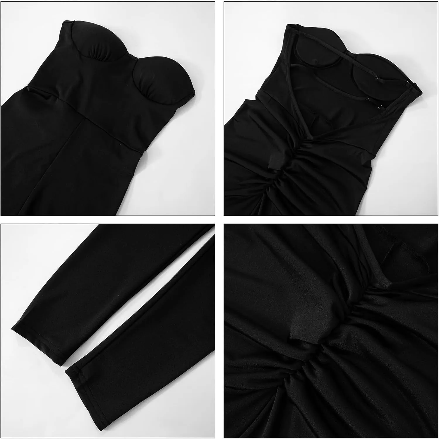 Womens Sexy Strapless Jumpsuits Tube Sleeveless Bodycon Tummy Control Shapewear Bodysuit Workout Rompers