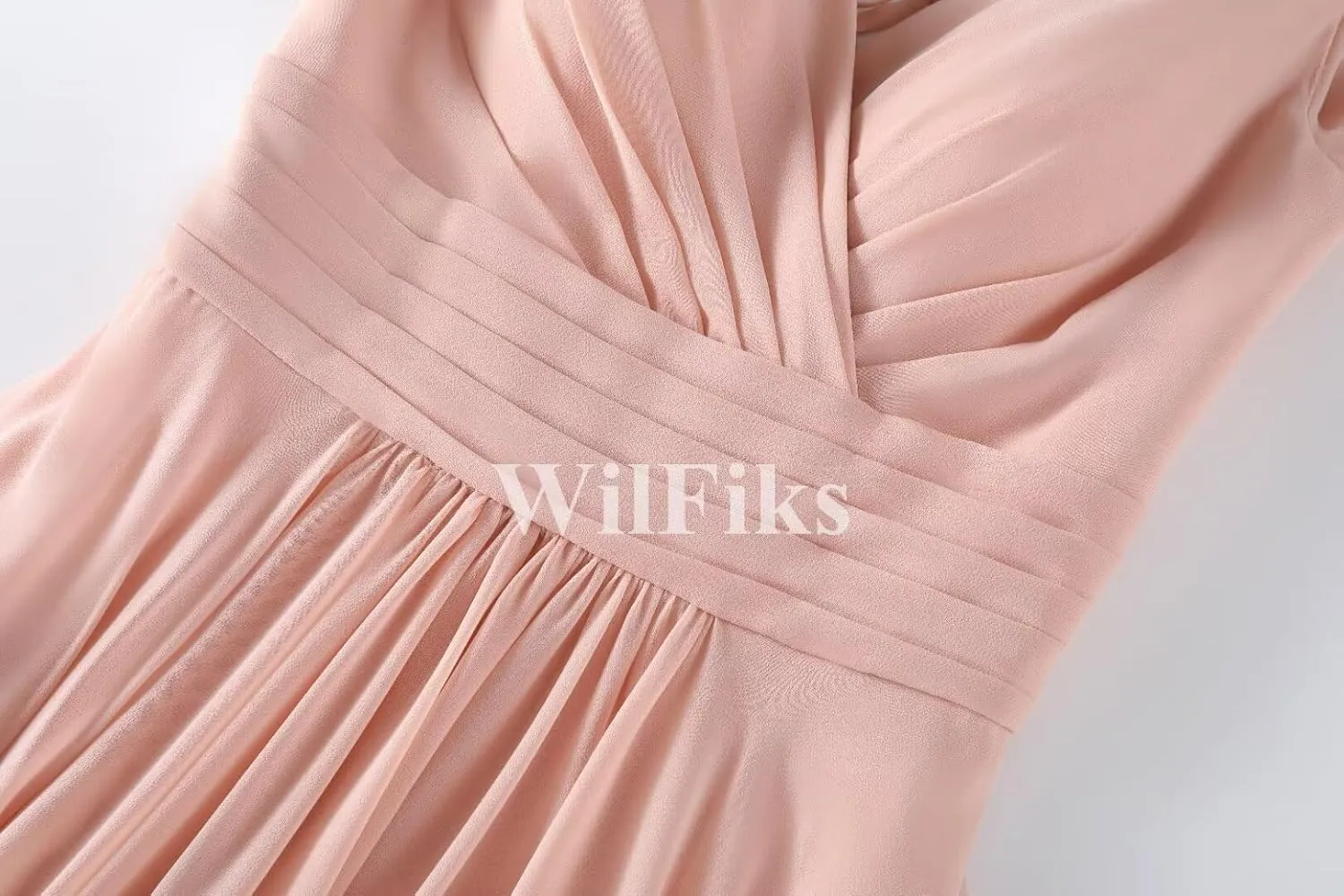 Women's V Neck Bridesmaid Dresses for Wedding Long Spaghetti Straps Ruffle Chiffon Formal Evening Party Cocktail Gown