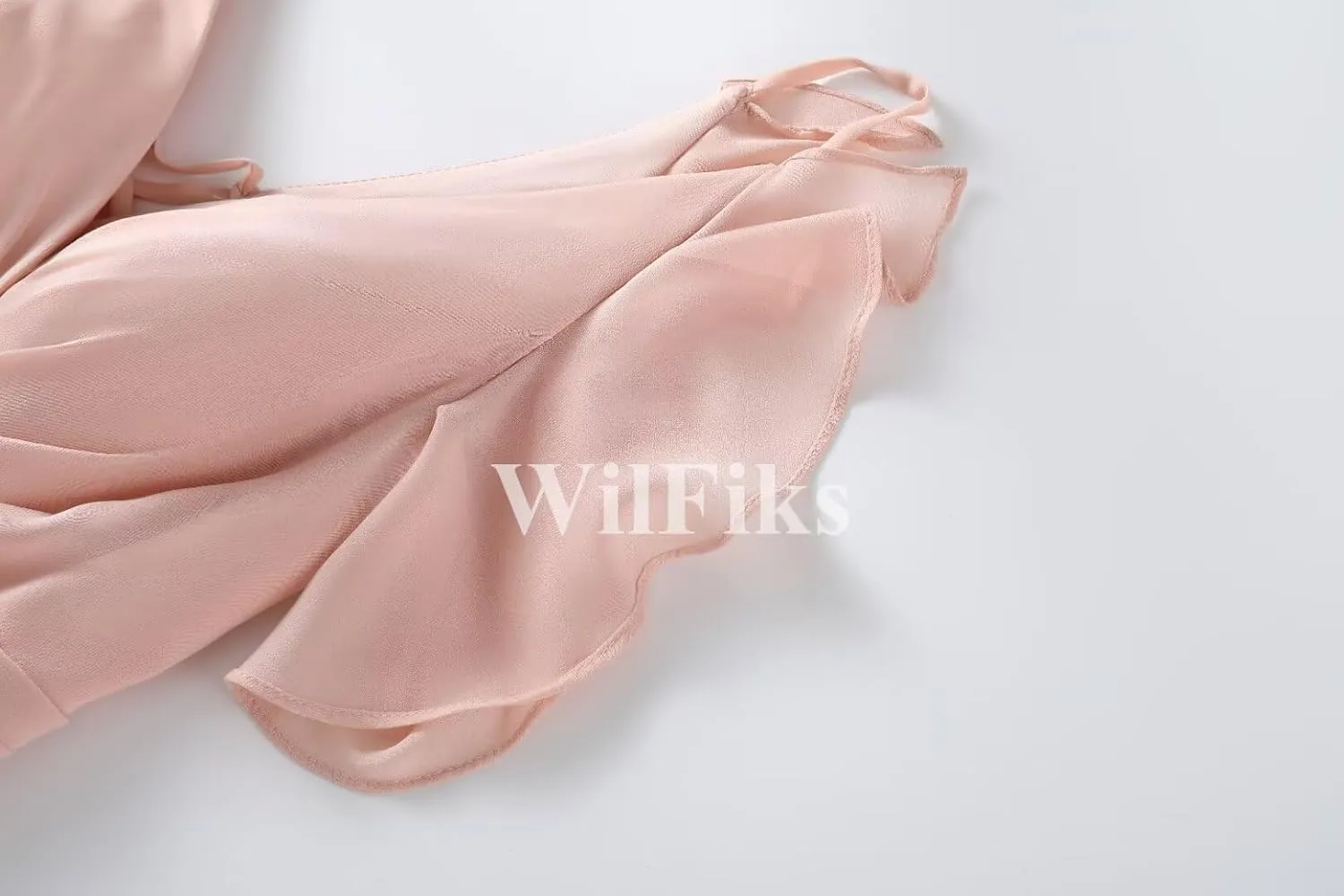 Women's V Neck Bridesmaid Dresses for Wedding Long Spaghetti Straps Ruffle Chiffon Formal Evening Party Cocktail Gown