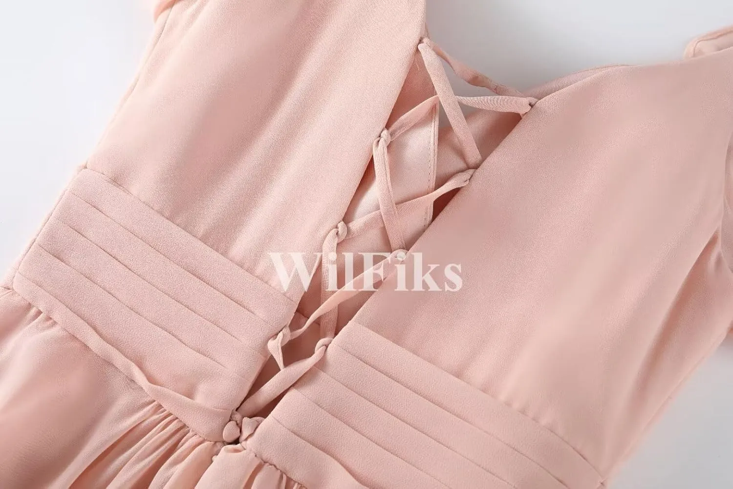 Women's V Neck Bridesmaid Dresses for Wedding Long Spaghetti Straps Ruffle Chiffon Formal Evening Party Cocktail Gown