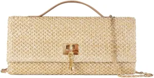 Woven Clutch Purses for Women Raffia Clutch Handbags for Women Straw Evening Bag Beach Bag Crossbody Shoulder Purse Satchel