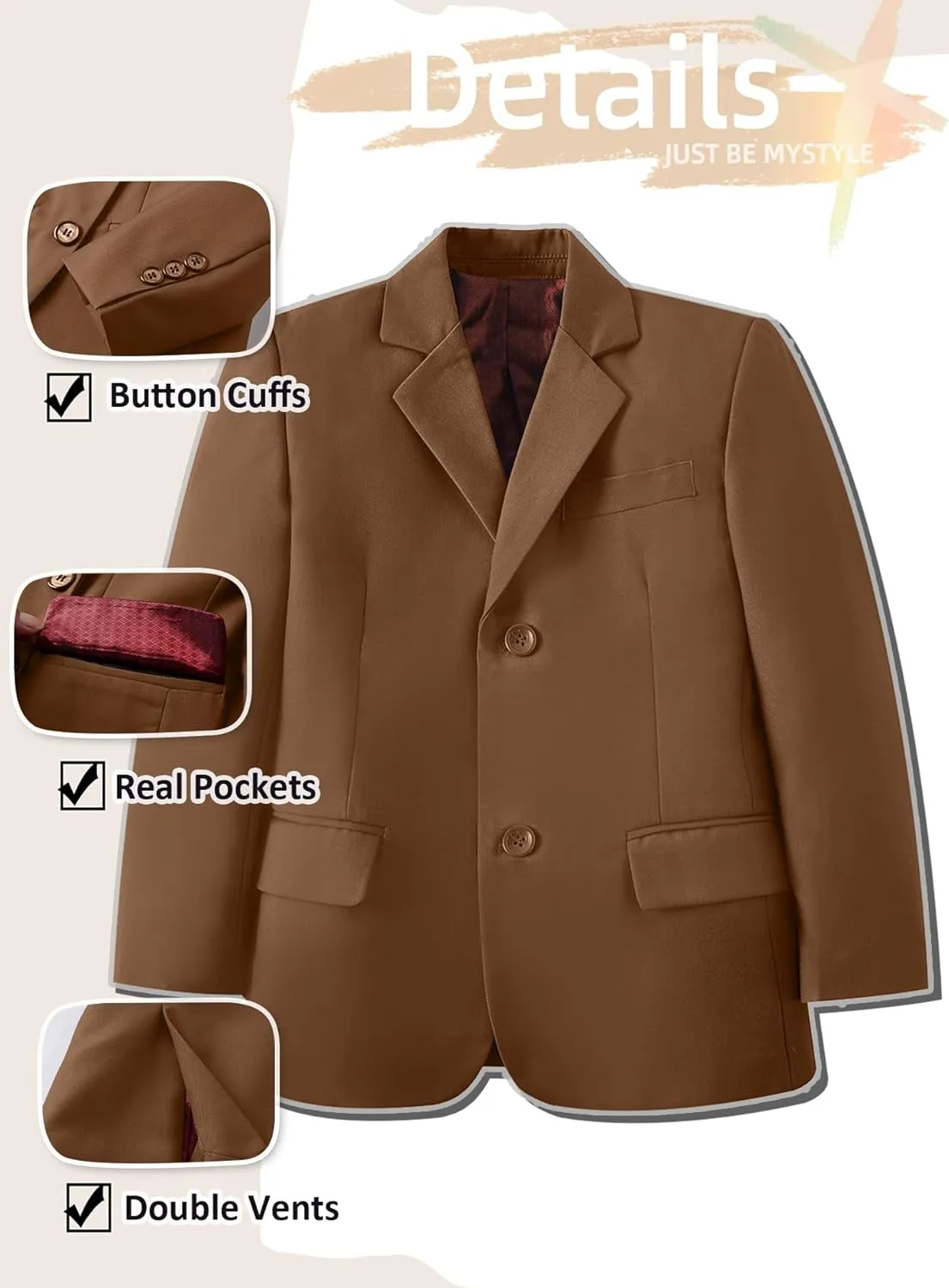 Yanlu Boy's Tuxedos Toddler Formal Suits Set Kids Blue Black Slim Fit Suit for Weddings