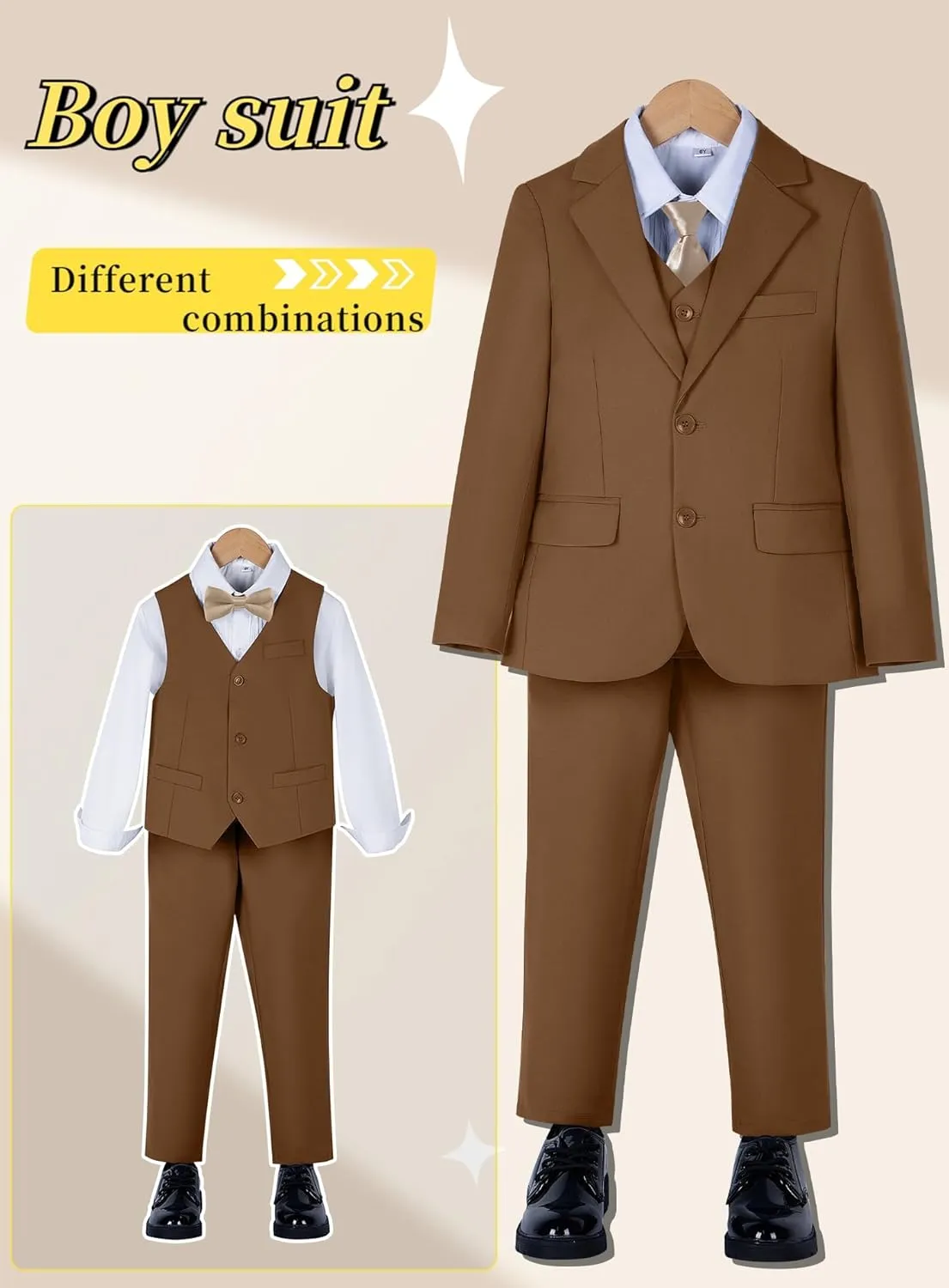 Yanlu Boy's Tuxedos Toddler Formal Suits Set Kids Blue Black Slim Fit Suit for Weddings